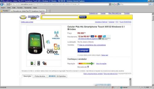 HTC Touch "ChingLing" sendo oferecido como original!